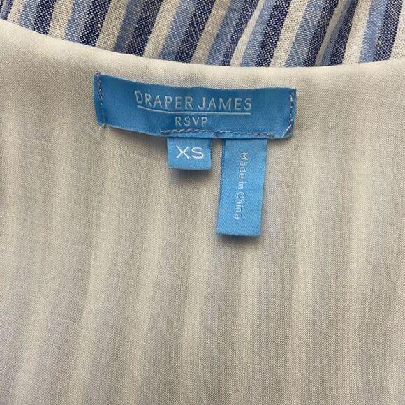 Draper James Blue & White Striped Linen Cotton Blend Sleeveless Dress XS - Picture 3 of 6